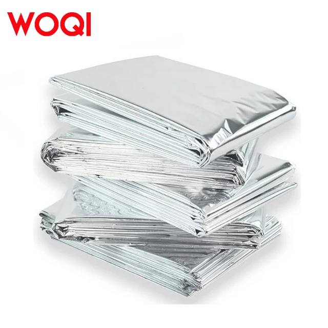 WOQI Factory Customized Wholesale Outdoor Products Double sided Gold and Silver Emergency Insulation Lifesaving Blankets
