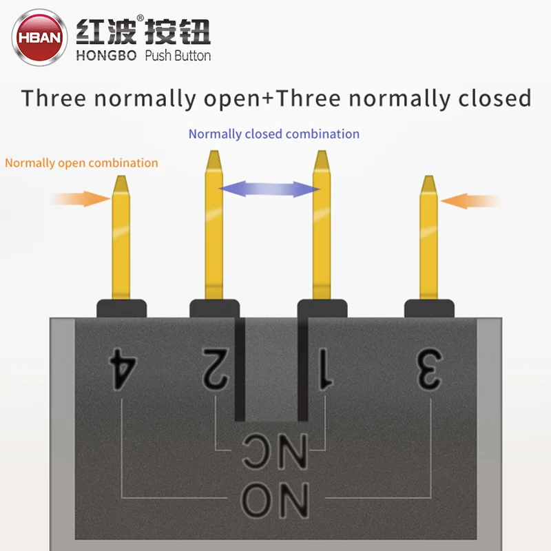 hbs1-bgq 3no3nc momentary latching 19mm round metal power symbol illuminated push button switch