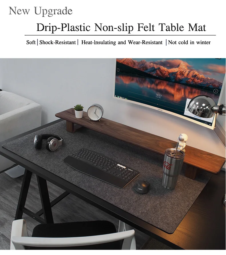 Non slip Wool Felt Laptop Cushion Desk Mat Modern Table Desk Organizer Computer Desk Mat Keyboard Mouse Pad Office Accessories
