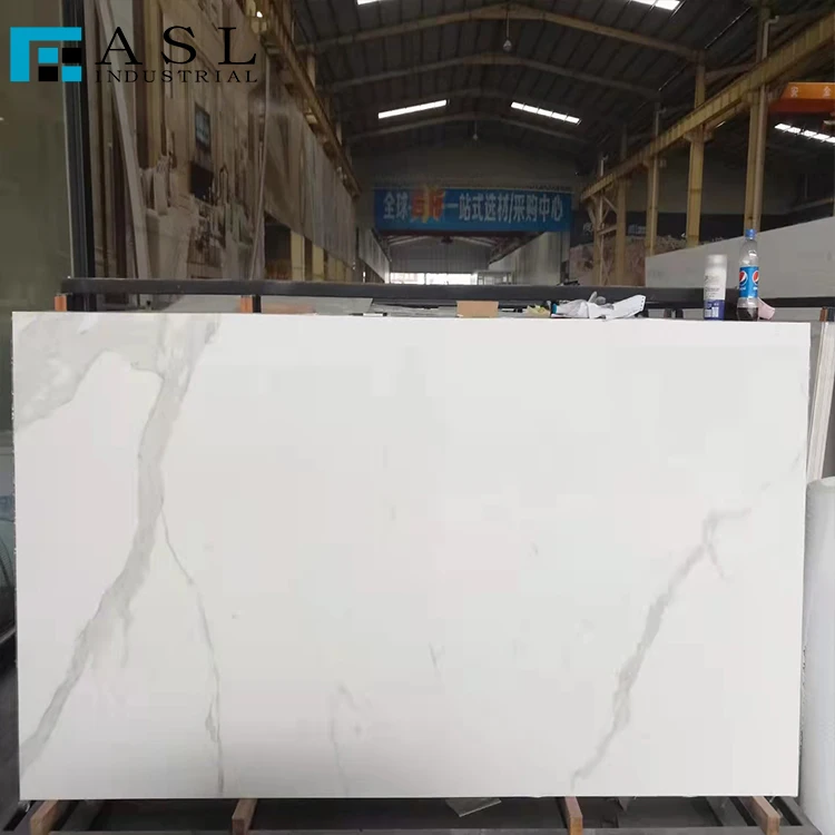 Artificial stone calacatta white Polished quartz stone slab for prefabricated quartz countertops