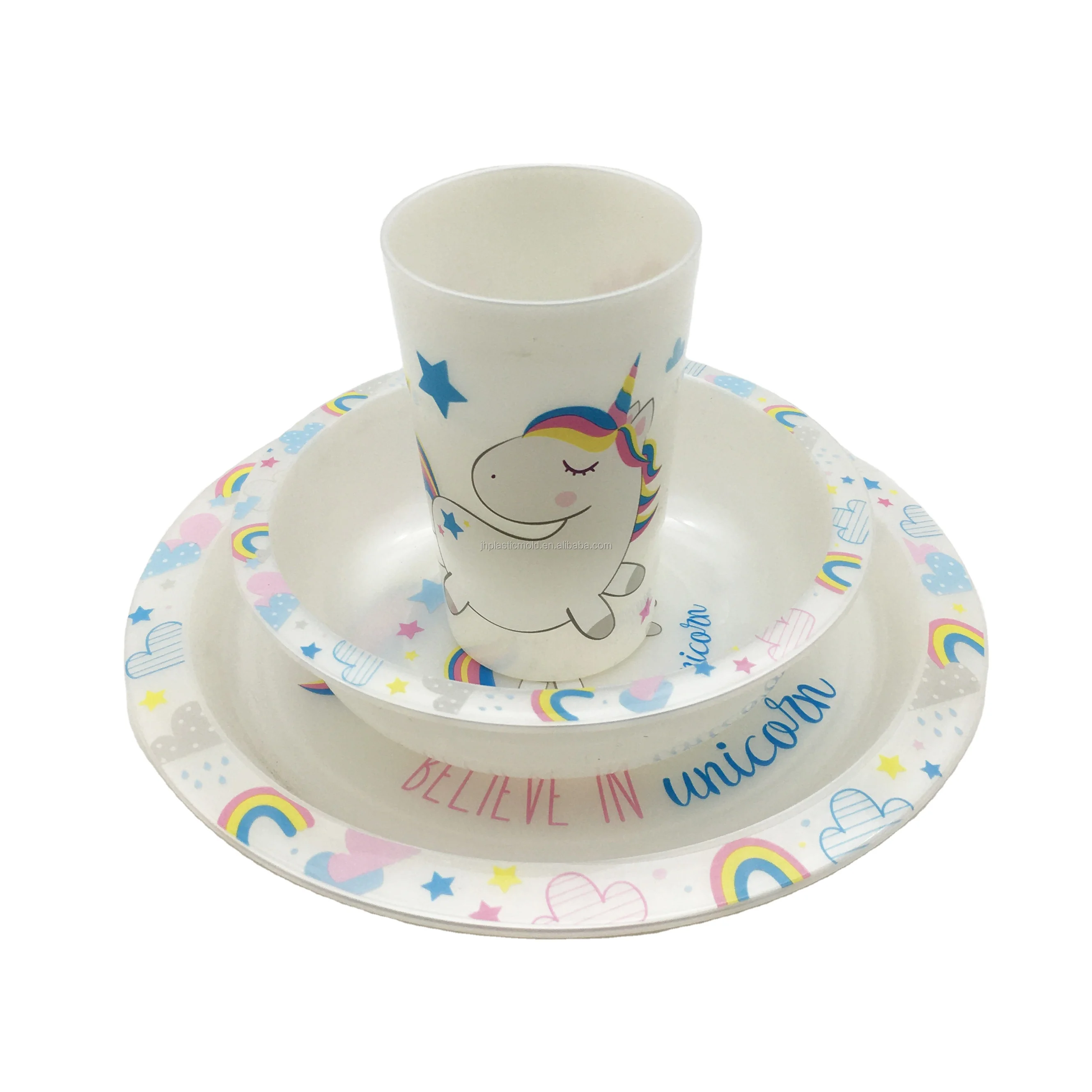 IML Decorations Unicorn PP plastic round baby Dinner Plates Kids Tableware Plate 21.5cm