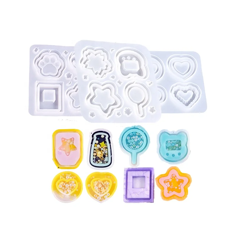 Square Round Rabbit Phone Shaped Quicksand One Plate 10 Cavities Epoxy Resin Silicone Mold for Quicksand  Resin