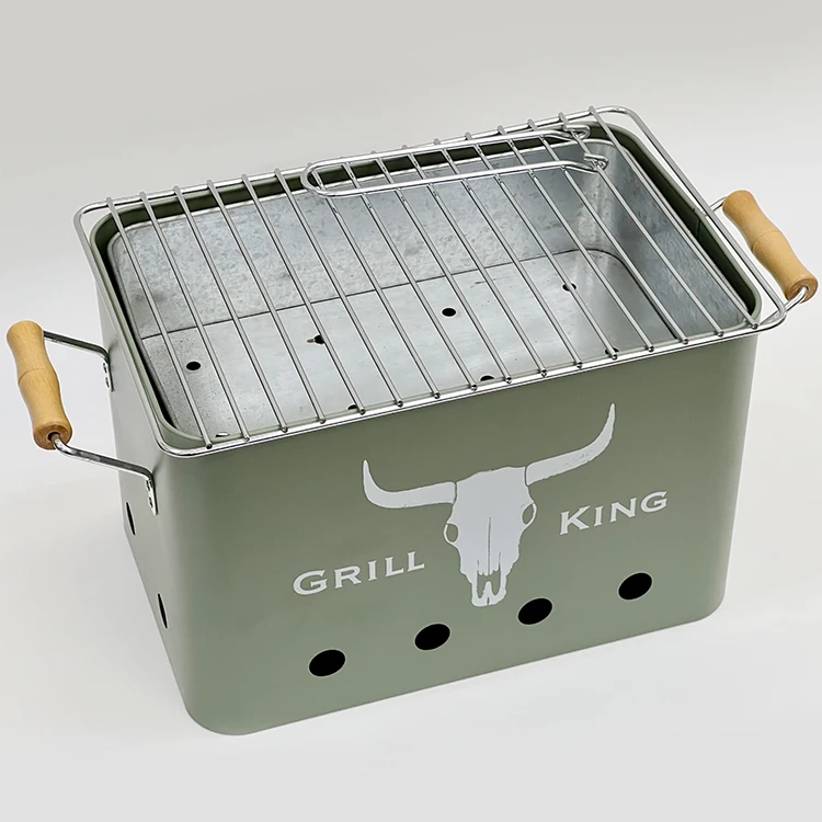 Camping Mini Grill Squad Bucket Shape Barbecue Grill Outdoor Charcoal BBQ Grill