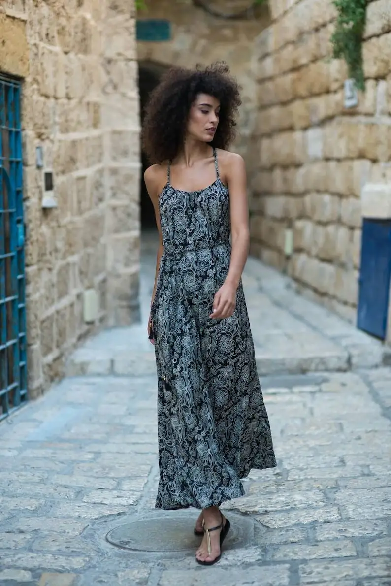 Handmade Printed Maxi Casual New Women Clothing Hand Block Printed High Quality Plus Size Loose Maxi Dress Kaftan For Women