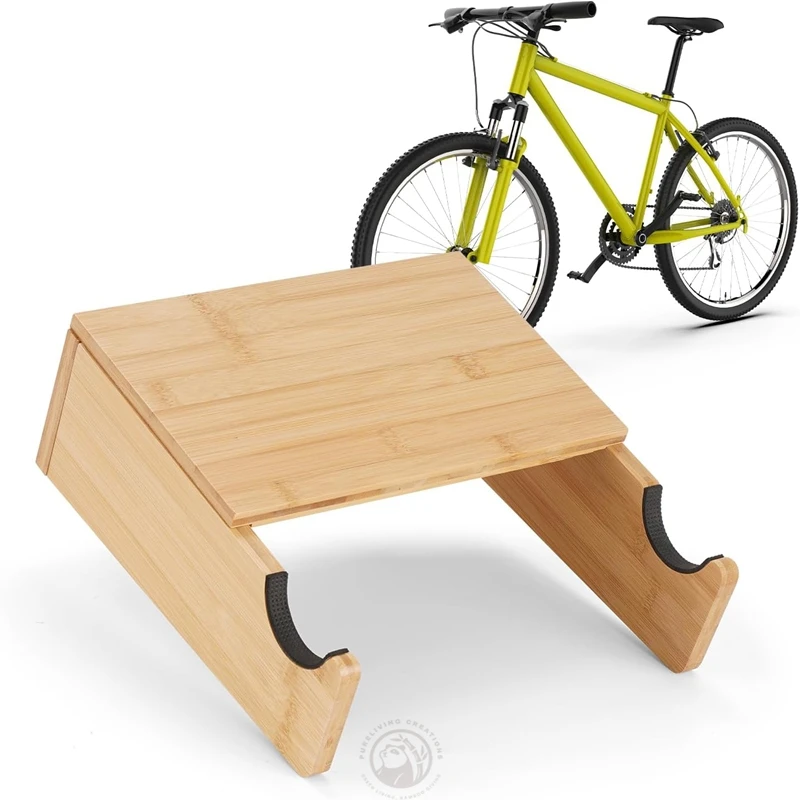 2024 New Durable Wall Mount Indoor Bamboo Wooden Bicycle Rack Storage Shelf for Home Decor