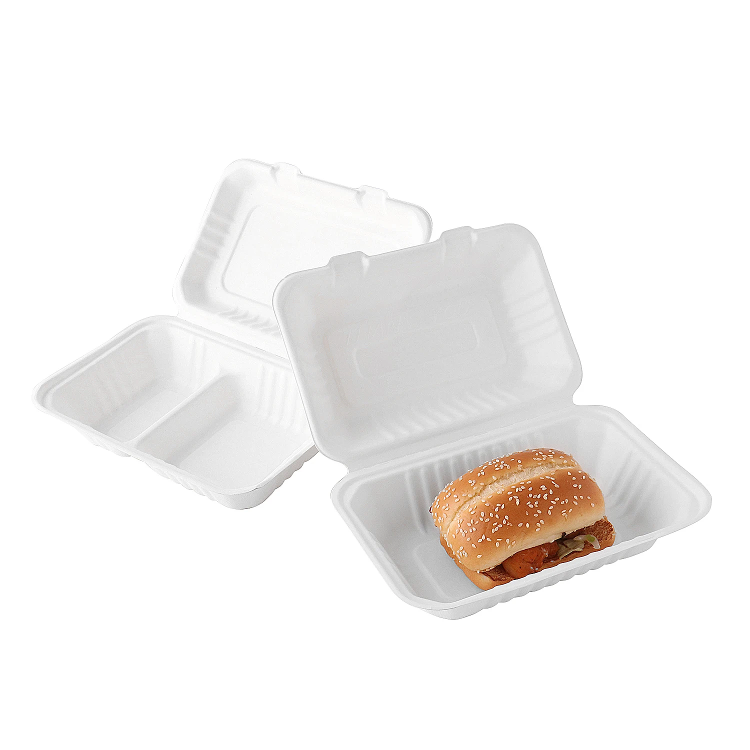 2022 green biodegradable packaging 900ml disposable bagasse pulp rectangle food container