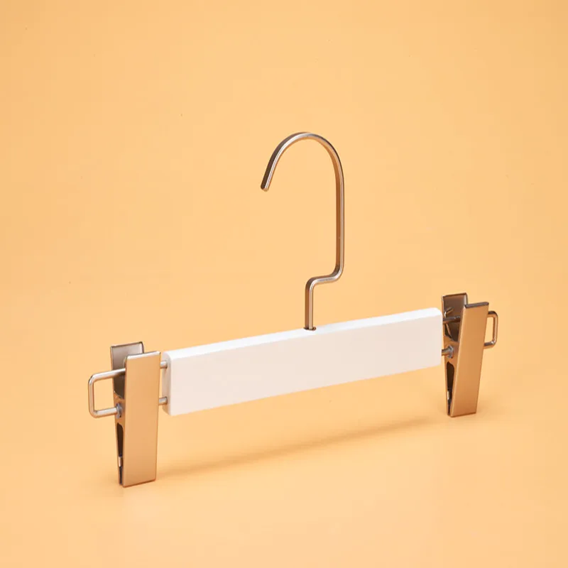 Excellent multi function cost effective clothing white wooden hanger with clips