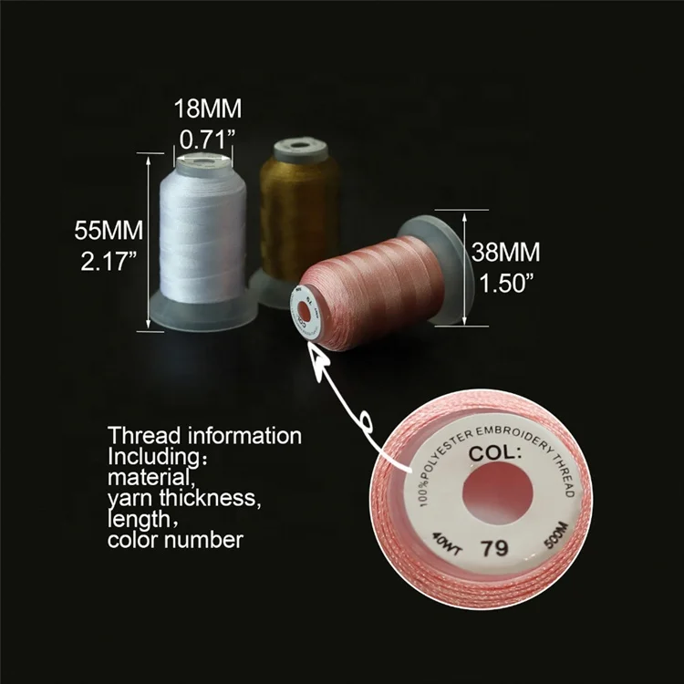 120D/2 High Tensile Strength 100% Polyester Embroidery Thread