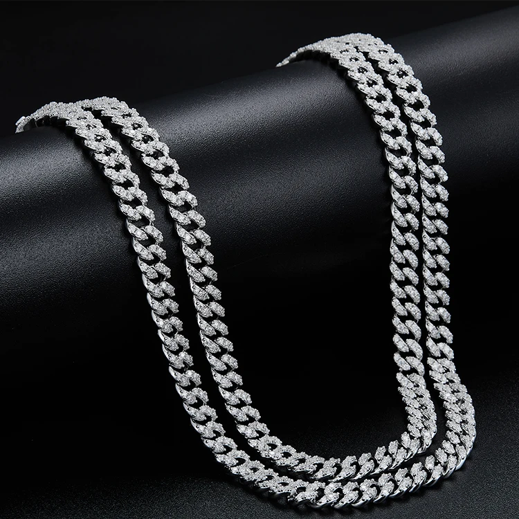 Wholesale Price 6MM 10MM Width D Color VVS Moissanite Diamond Solid Chain Men Necklace Cuban Link Chain