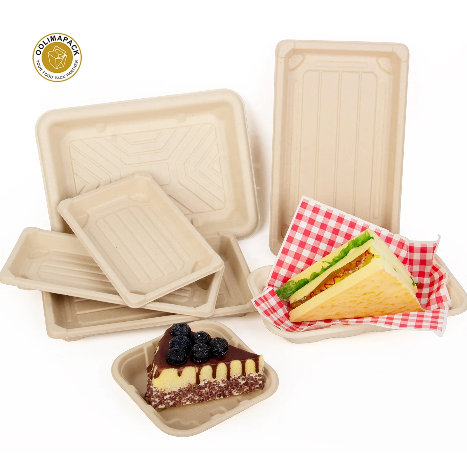 Одноразовый биоразлагаемый лоток для суши из натуральной целлюлозы, экологически чистый лоток для сахарного тростника