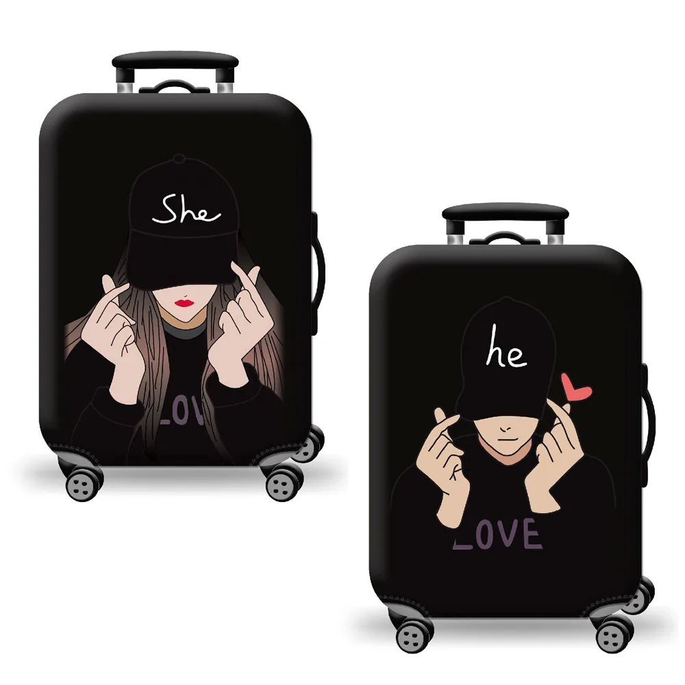 Wholesale 1000 More Designs She and He  Couple Travel Luggage Suitcase Protector Cover