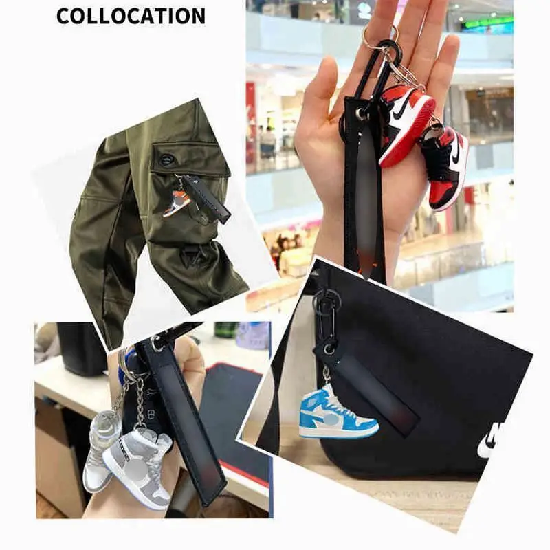 Cheap Soft Pvc Llaveros cute 3D 1/6 rubber sneaker keychain jordan shoe key chain accessories in pair