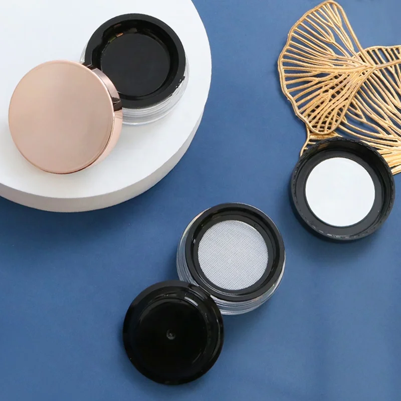 2022 new luxury packaging clear empty round loose powder containers square octangon setting powder case jar with mirror sifter