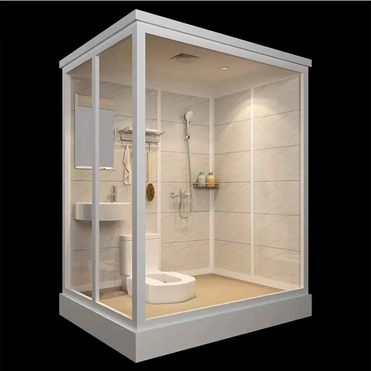 Prefabricated Exterior Bathroom All In One Modular Completed Shower Room Cabin With Toilet & Light modular Shower Enclosure