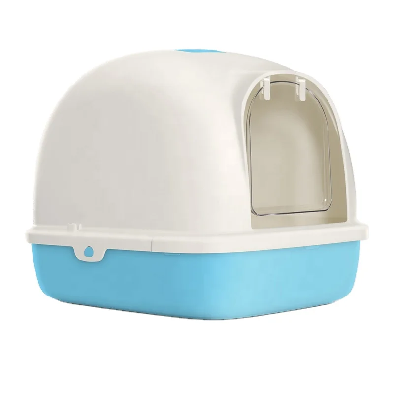 Plastic waterproof large space cat litter box closed with handle pet toilet