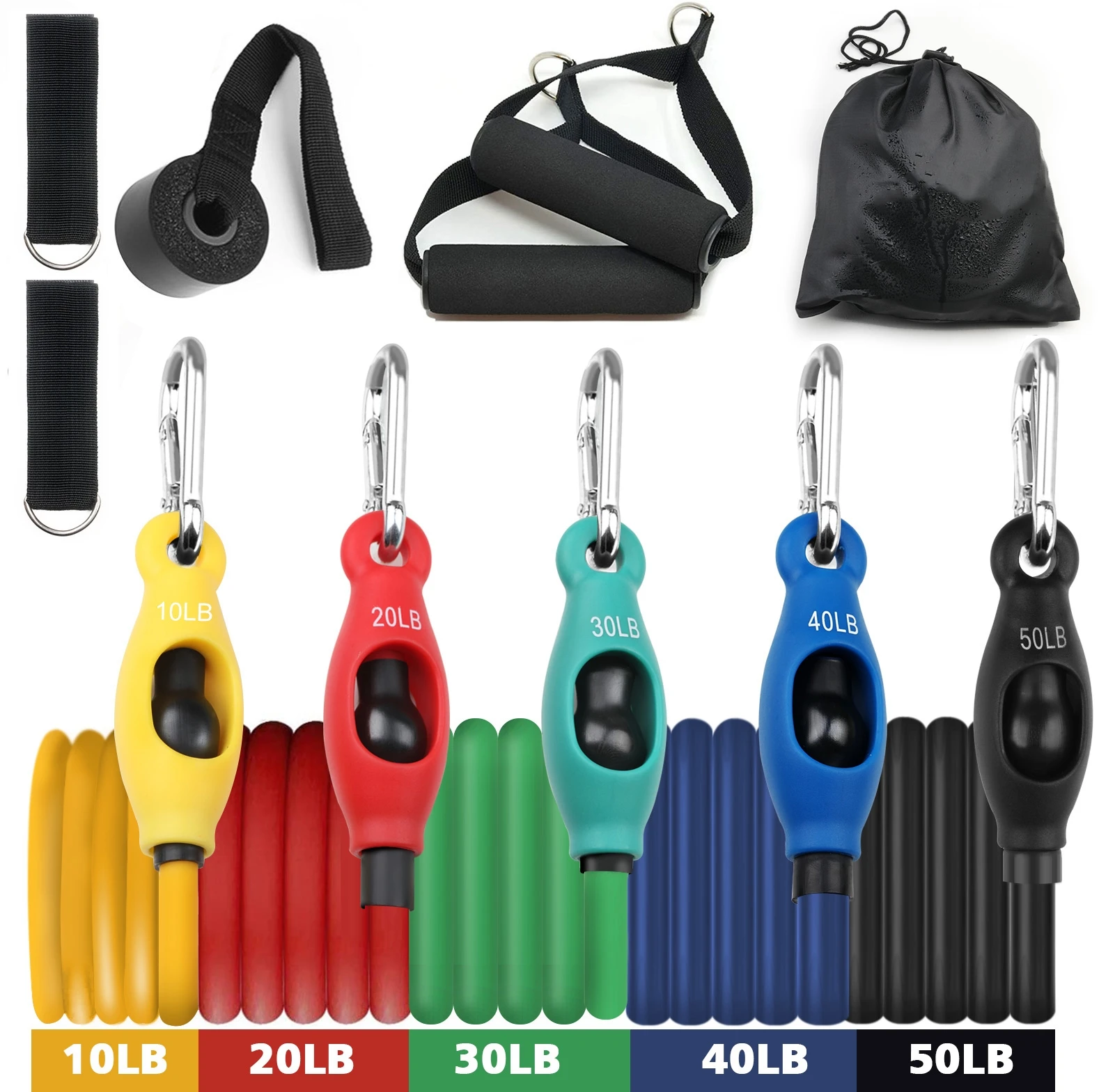 2023 Home Gym Set 11Pcs Latex Exercise Workout Resistance Elastic Bands Strong Rubber Stretch Fitness Series