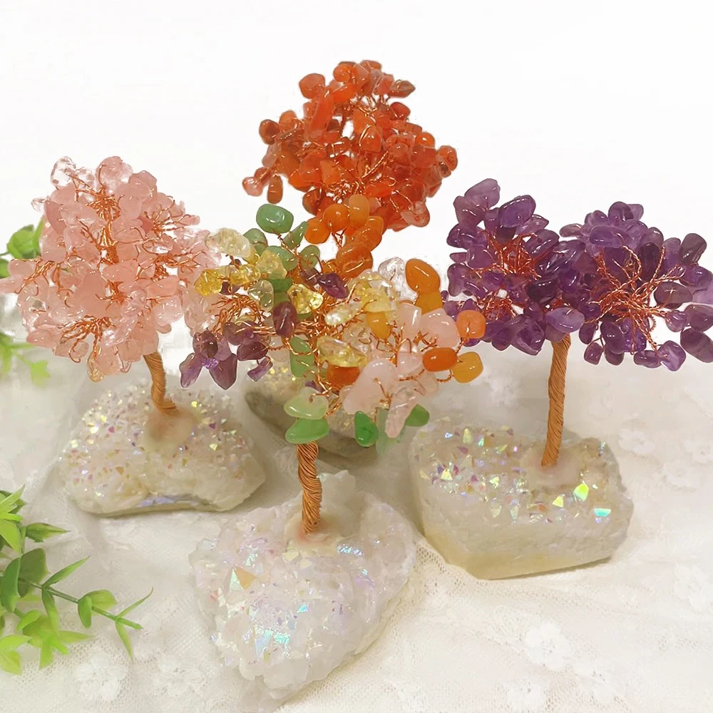High Quality Healing Crystal Money Tree Aura Angle Cluster Base Crystal Tree