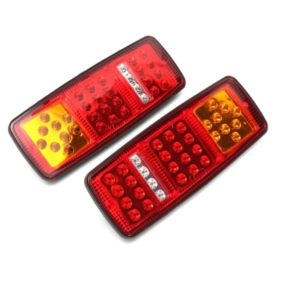 24V 12V 33 LEDs Car Trailer Truck Tail Light Rear Taillight Stop Brake Lights Turn Signal Indicator Lamp for Bus Van Caravan