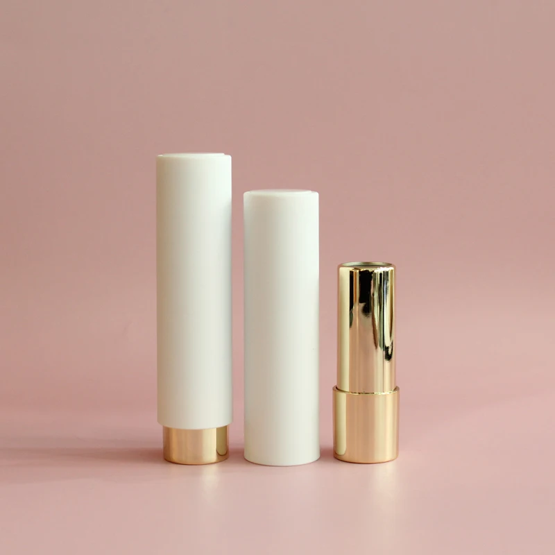 Lipstick tube in stock cosmetic packaging round shape lipstick case press lipstick container