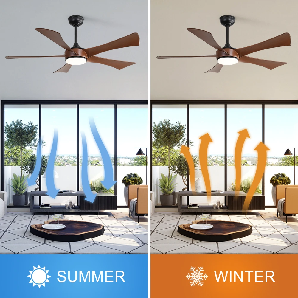 52 Inch 5 Blade Large Black Industrial Ventilation Ceiling Fan Modern Smart Ceiling Fan Light 2024