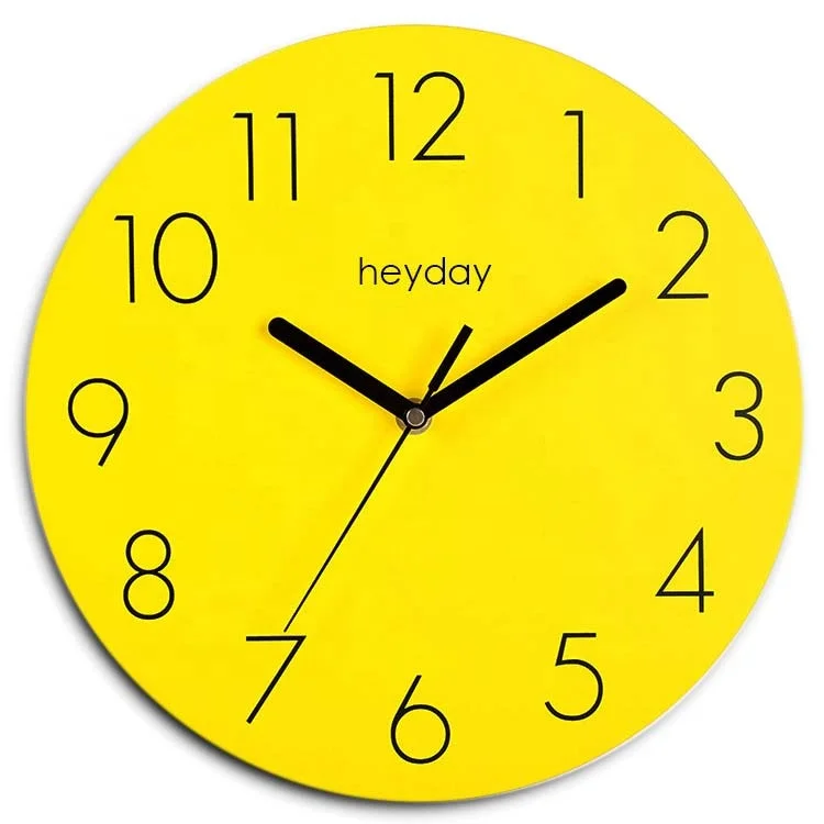 
12 inch modern design simple european style silent sweep movement wood wall clock minimal 