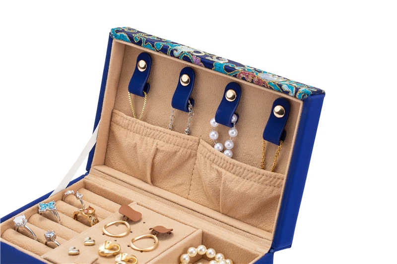 Portable Travel Jewelry Organizer Box Luxury Leather Case for Easier Access and Organization while on the Go