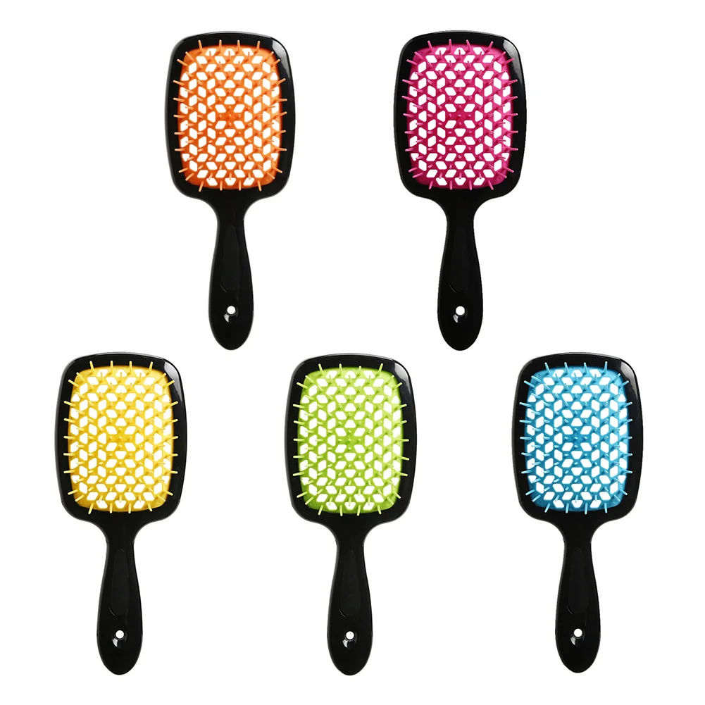 Free sample customized logo hollow scalp massage comb hairbrush ABS degumming breathable shower hairbrush