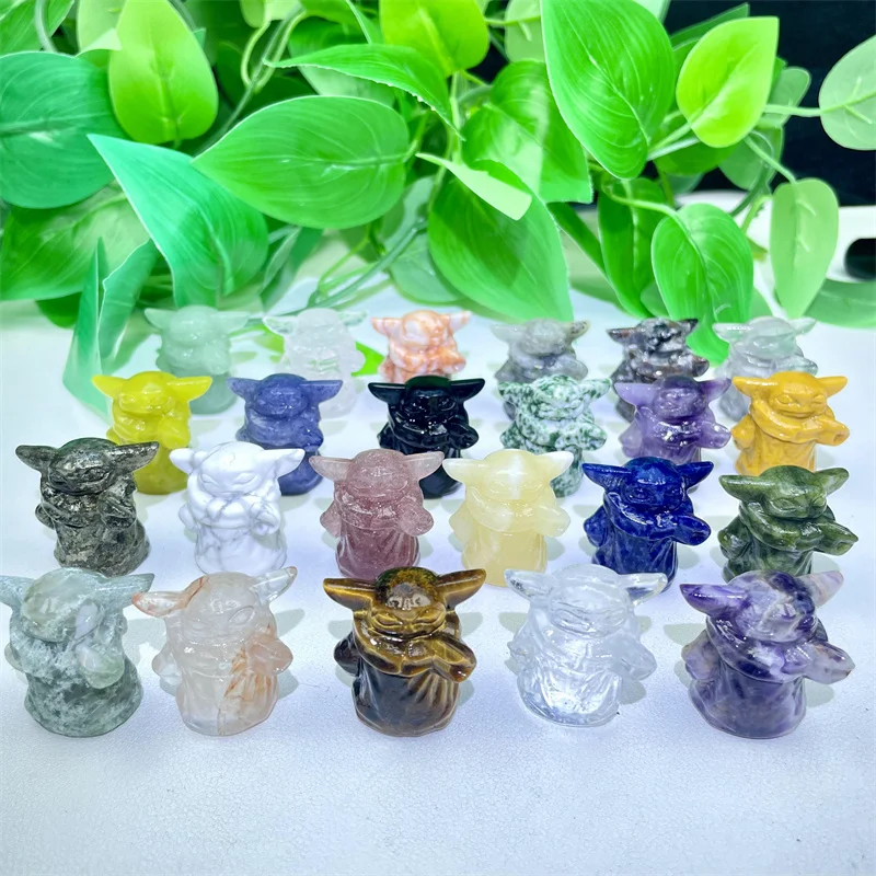 Wholesale Natural Stone Carvings New Crafts Cartoon Character Tiger Eye Clear Quartz Crystal Animals For Gifts