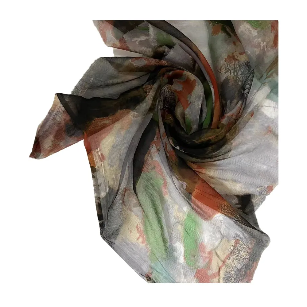 Factory Supply New Design Arab Muslim Woman Malaysia 100% silk Crinkle Georgette Fabric For Lady Dressf