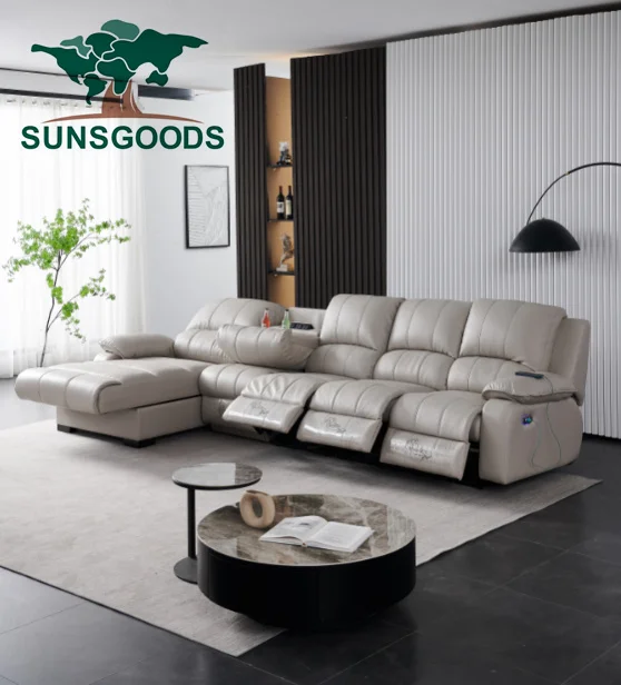 SUNSGOODS l shape sofa sectional Luxury USB charging audio living room sofas Furniture sets modern American style lounges sofa
