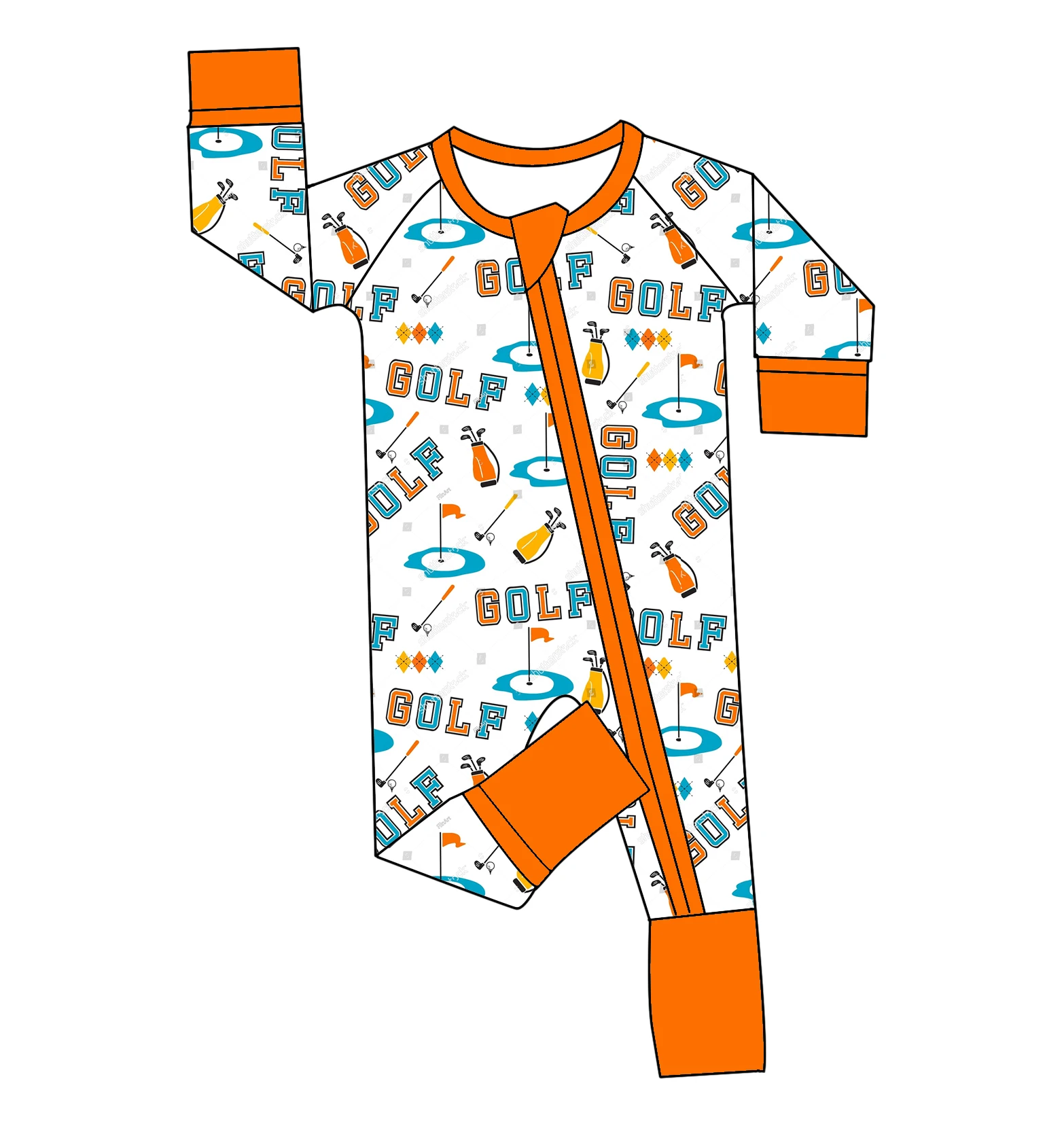 Comfortable Baby Bamboo Jumpsuit Swing into Style Golfing Clubhouse Dreams Pattern Print Long Sleeve Kids Romper For The Infants