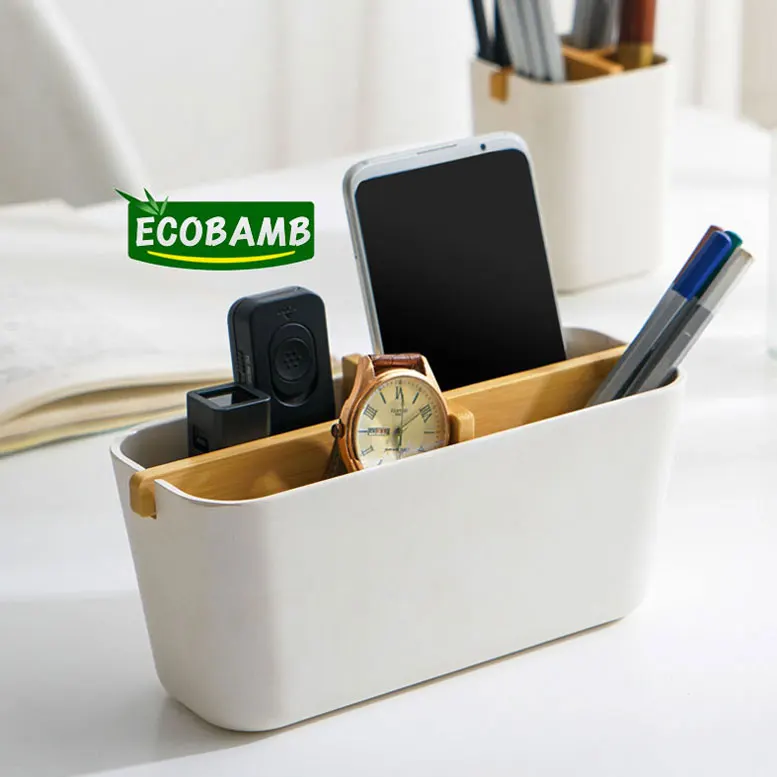 
Black White Bamboo Fiber Wooden Factory Home Living Kitchen Box Storage With OEM ODM 