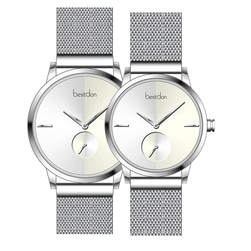 Quick Release Milanese Strap Couple Watch Japan Movt Pair Watch Minimal Lovers Watch