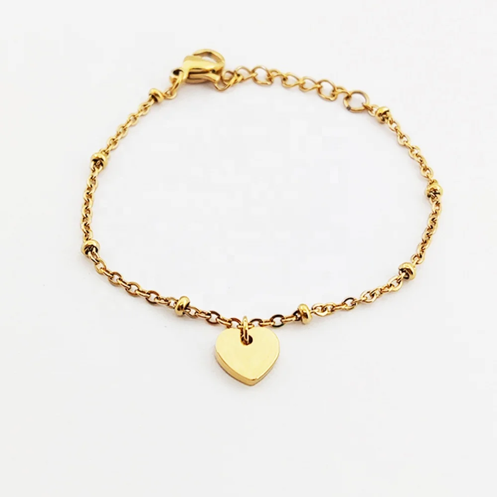 Love Heart Charm Bracelet Stainless Steel Baby Jewelry Heart Shape Chain Bracelets Gold Designer Inspired Organizador Joyas