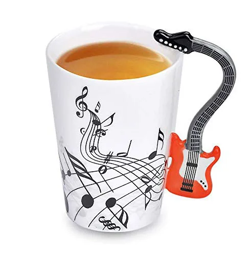 YIDING high quality new fashion handmade ceramic mug cool music guitar 3D handle coffee mug for novelty gifts