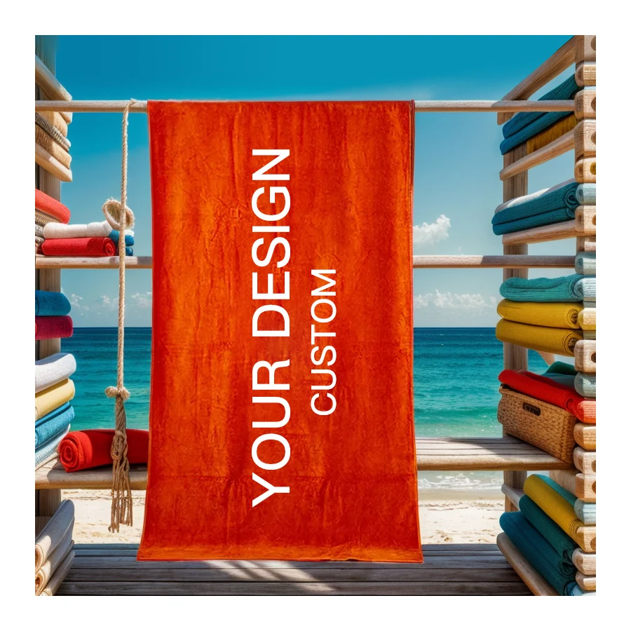 Personalized Recycled Cotton Microfiber Polyester Suede Round Rectangle Large Printed Cheap Beach Towel