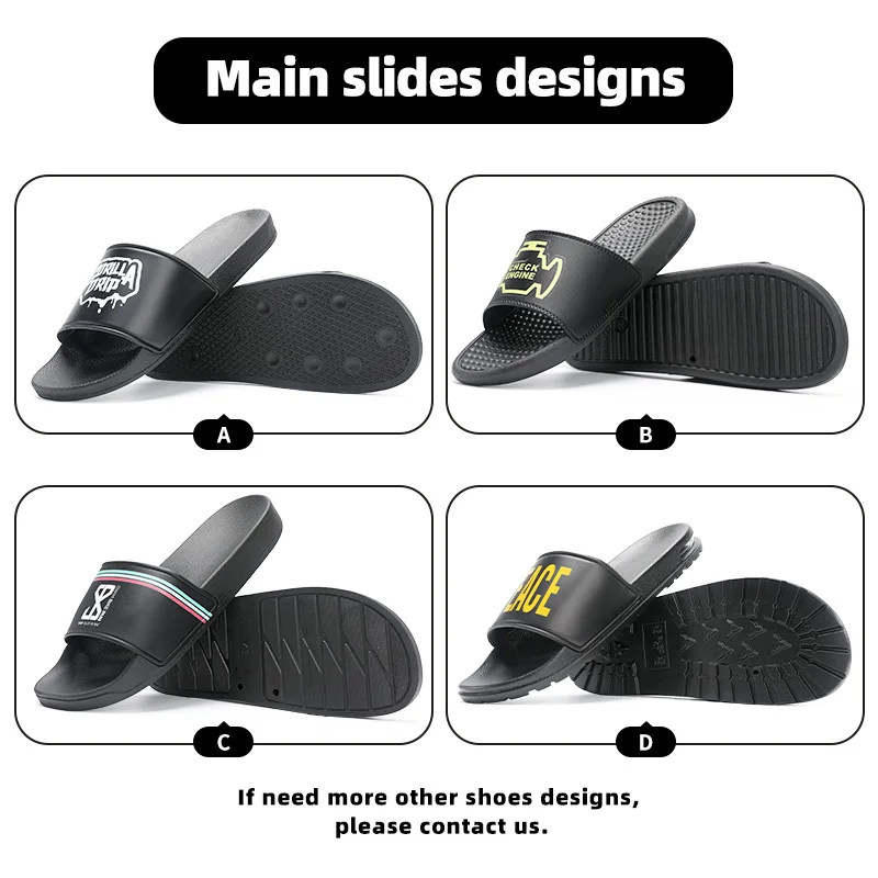 Free Designer Embossed Slides Pvc Printed Custom Pvc Outsole Oem Custom Small Moq Student Slide Slippers Sandals For Men Women