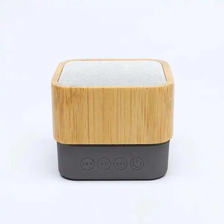 Bamboo Unique Portable Pocket Creative Rechargeable Mini Wireless Bloothooth Speaker Square Bamboo Wood Tws Speaker
