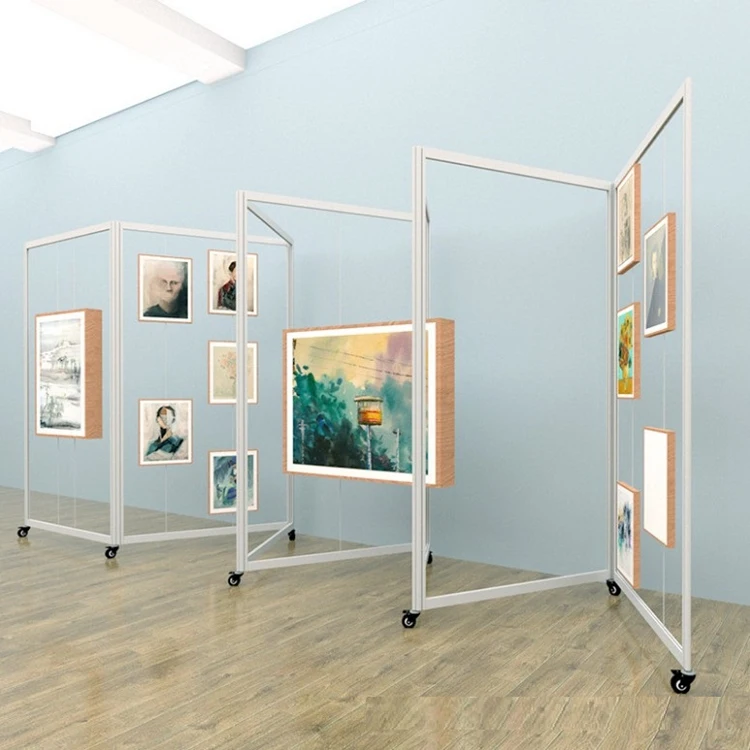 Free Standing Poster Image&Photo Stands, Aluminum Assemble Art Exhibition Booth at Shopping Mall