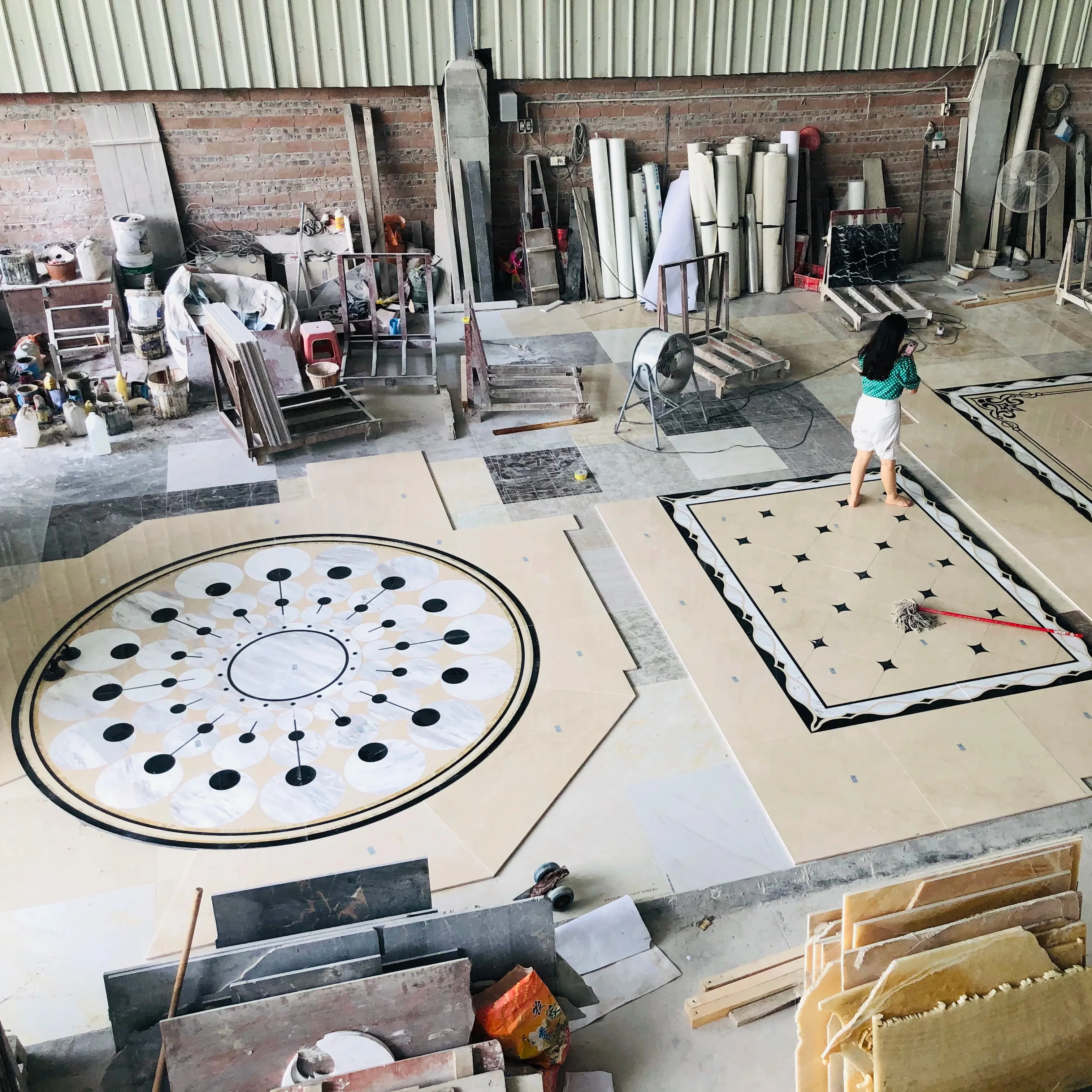 waterjet marble medallions flooring tiles for luxury lobby floor