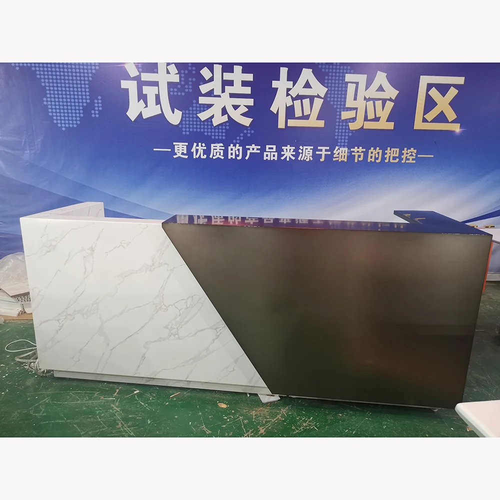 custom luxury design fashion marble solid surface grey curved beauty salon office dental clinic counter reception desks