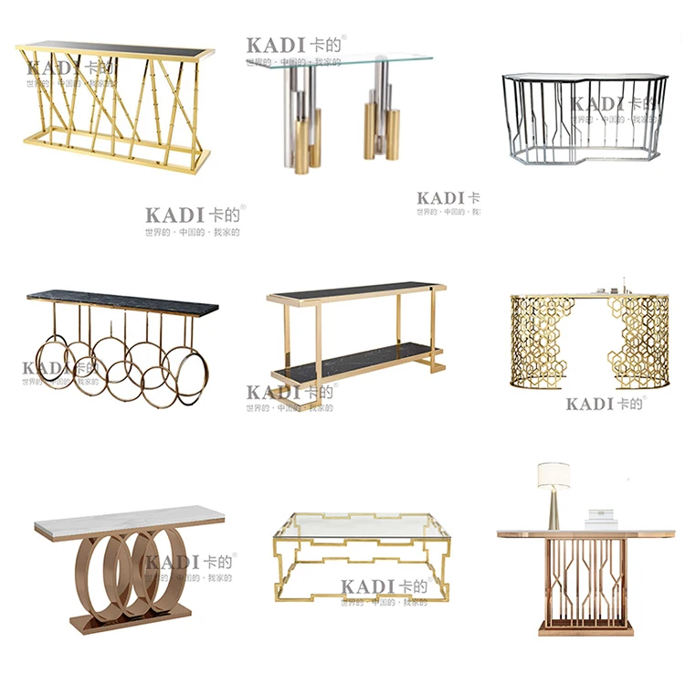 Hot sale console living room furniture  golden metal frame table marble top console table