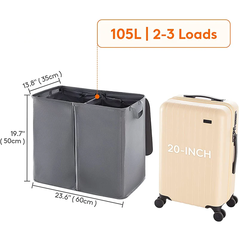 Hot Selling Double Laundry Hamper with Lid and Removable Laundry Bags