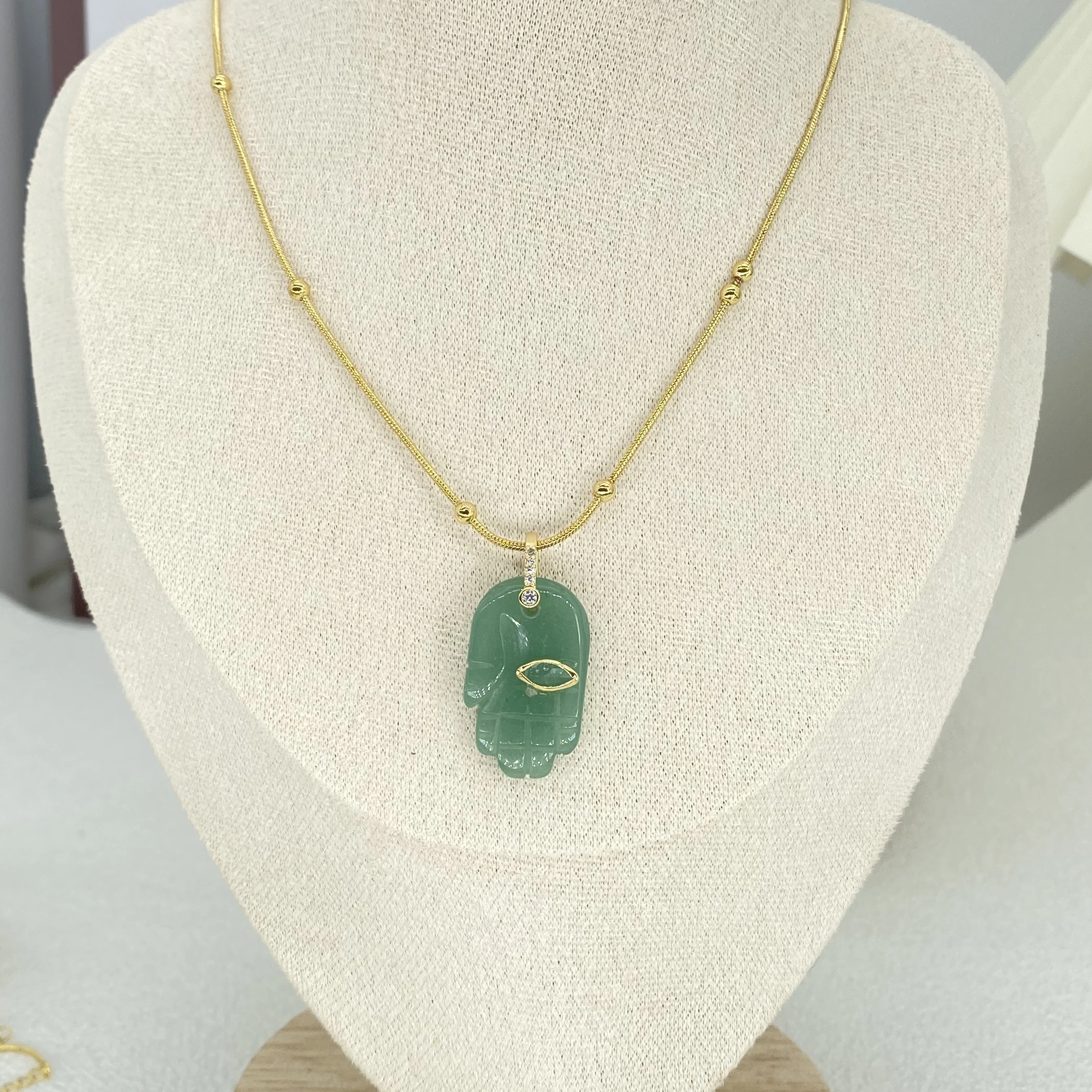 2024 INS HOT Fashion Jewelry Necklace Eye Evil with Diamond Gold Chain Palm Charm Pendant Necklace for Women Man Couple Gifts