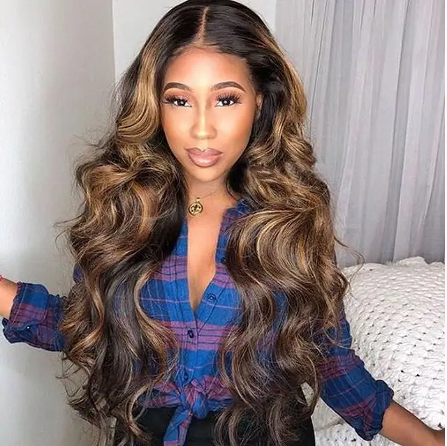 Cheap Wholesale Brazilian 100% Human Hair HD Transparent full lace 360 4x4 Lace front glueless Ombre Brown Wigs For Black Women