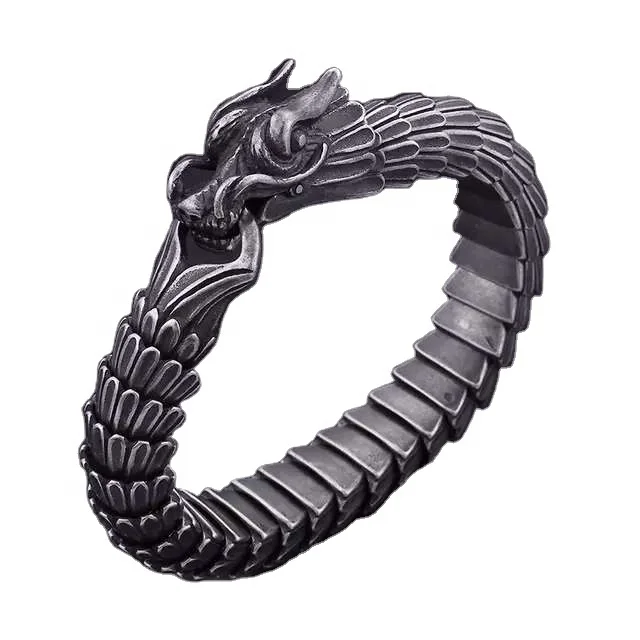 Sini Jewelry Dragon Bracelet Scale Charm Men Retro Stainless