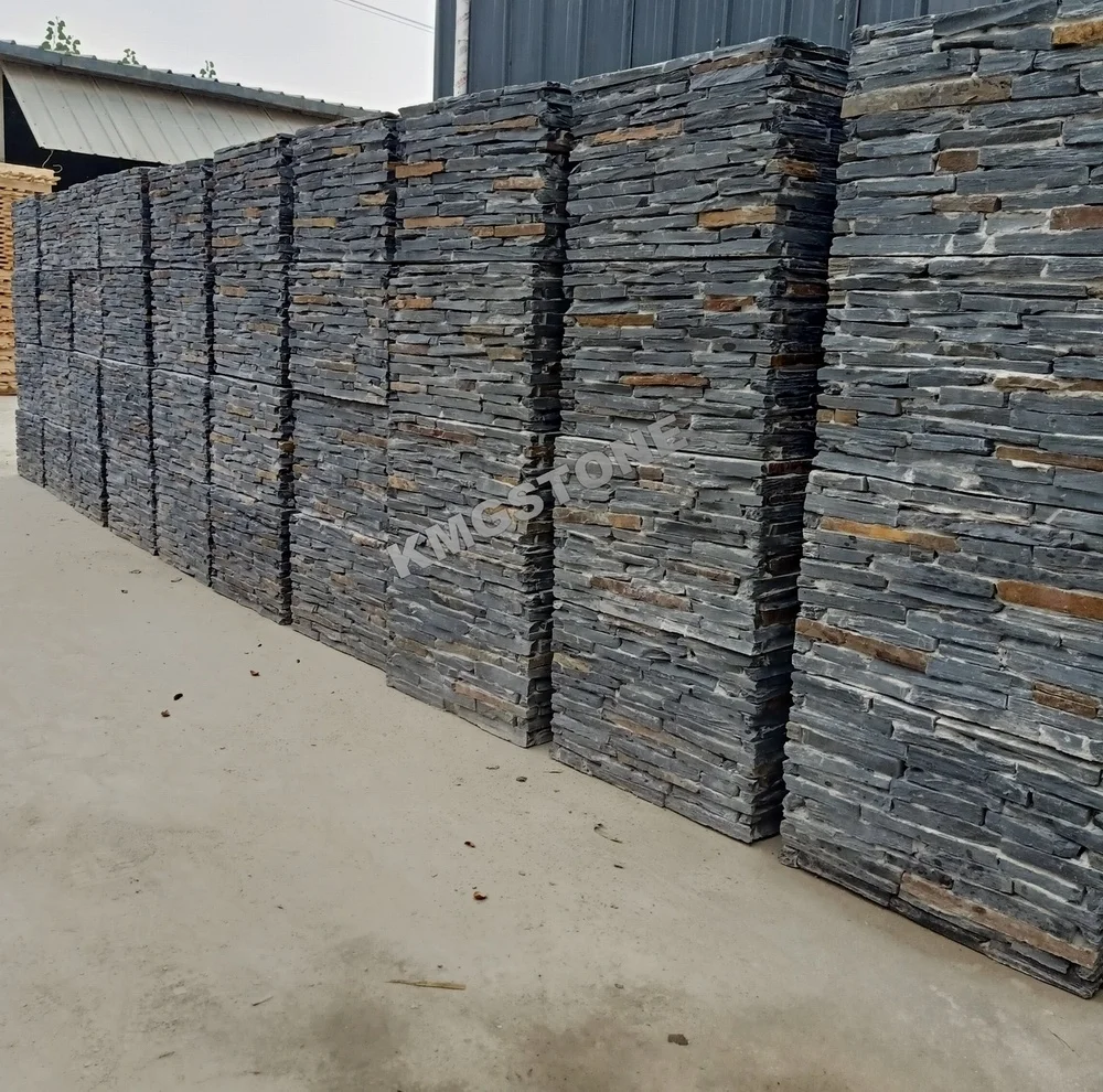 Slate Fence Columns and Pillars on Cement Board for Stack Stone Veneer Sheets
