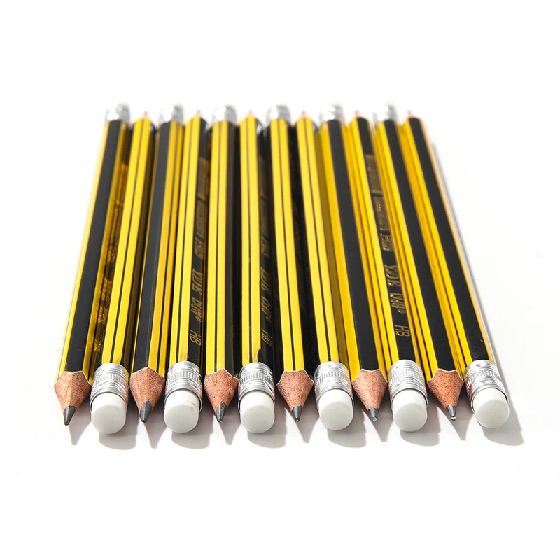 Hexagonal HB Pencil With Eraser Basswood Yellow Barrel Office Use Pencil