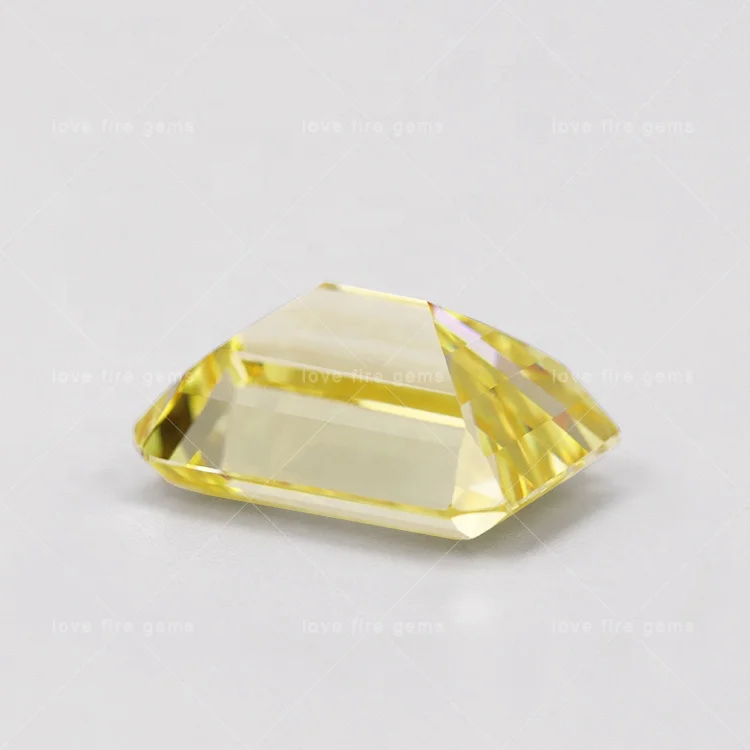 Синтетические драгоценные камни изумрудная огранка cz свободный драгоценный камень класса 5А Желтый кубический цирконий для ювелирных изделий