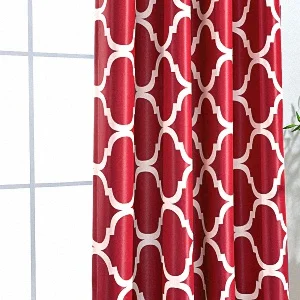 Printed Blackout Grommet Top Curtains Black red blue for bed room ready made polyester curtain